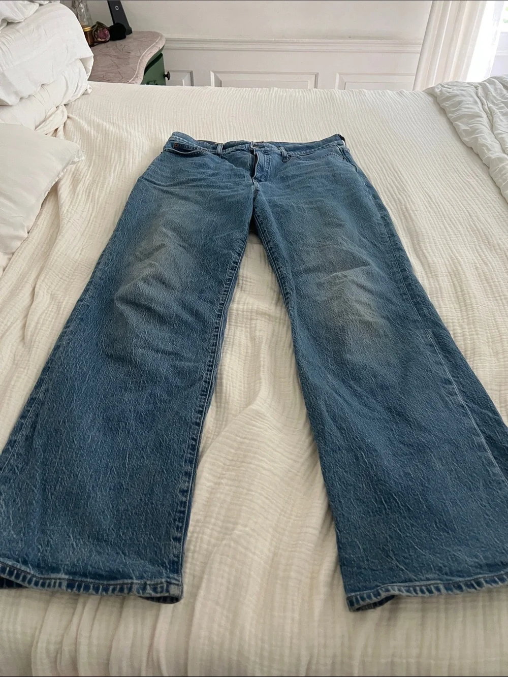 J. Crew Wide-Leg Jeans in Medium Blue Wash